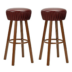 Helloshop26 Lot de deux tabourets de bar design chaise siège synthétique marron 1202068 