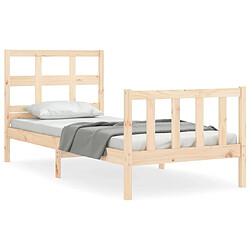 Maison Chic Cadre/structure de lit avec tête de lit pour adulte - Lit Moderne Chambre 90x200 cm bois massif -MN14136