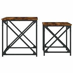 Maison Chic Lot de 2 Tables basses gigognes pour salon | Table à café chêne fumé bois d'ingénierie -GKD19652 pas cher