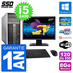 PC Tour HP 6300 CMT Ecran 27" Intel i5-2400 RAM 8Go SSD 120Go Windows 10 Wifi · Occasion 