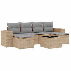 Maison Chic Salon de jardin avec coussins 7 pcs, Ensemble Tables et chaises de jardin, beige résine tressée -GKD503951