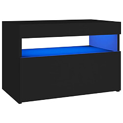 Maison Chic Table de chevet - Table de Nuit avec lumières LED noir 60x35x40 cm