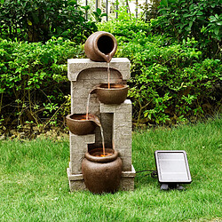 Teamson Home Fontaine de jardin cascade énergie solaire effet pierre amphore batterie et LED marron Peaktop PT-SF0001