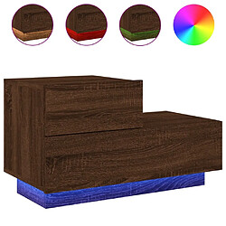 Maison Chic Table de chevet - Table de Nuit avec lumières LED chêne marron 70x36x40,5 cm