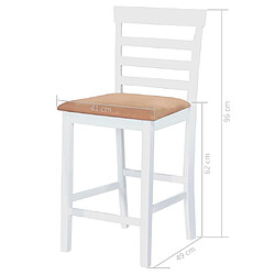 Avis Helloshop26 Lot de deux tabourets de bar design chaise siège bois blanc et beige 1202141