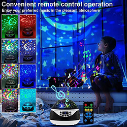 Avis Universal Lumière de nuit Projecteur étoilé, Lumière de musique pour bébés 360 ° Rotation Lumière étoile LED Projecteur étoile ciel avec 8 projections de lumière couleur avec télécommande et minuteur pour bébés et enfants, (noir)