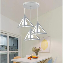 Acheter Stoex E27 Lustre suspension cage forme triangulaire fer, luminaire abat-jour métal 3 lampes intérieur Salle à Manger,Blanc