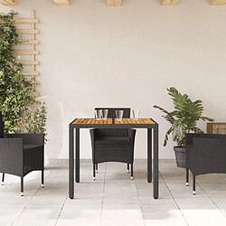 Avis Maison Chic Table de jardin | Table d'extérieur et dessus en bois d'acacia noir résine tressée -GKD74572