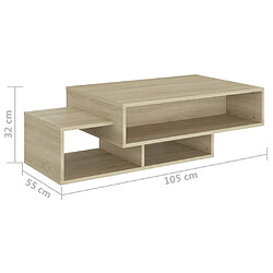 vidaXL Table basse Chêne sonoma 105x55x32 cm Bois d’ingénierie pas cher