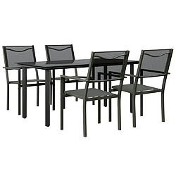 vidaXL Ensemble à manger de jardin 5 pcs noir textilène et acier