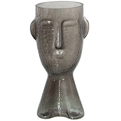 Vase Alexandra House Living Gris Verre Visage 11 x 11 x 29 cm 