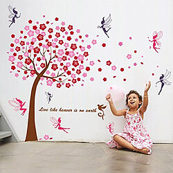 Walplus Grand arbre WS6038 Rose WS5020 Lot de 2 stickers muraux Fées Multicolore