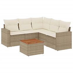 vidaXL Salon de jardin avec coussins 6 pcs beige résine tressée