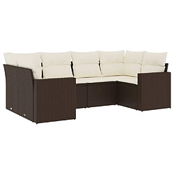 vidaXL Salon de jardin avec coussins 6 pcs marron résine tressée