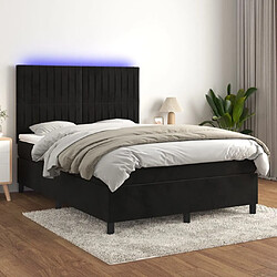 Sommier à lattes LED,Cadre à lattes de lit avec matelas pour Adulte Noir 140x190cm Velours -MN36372