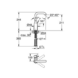 Grohe - Mitigeur monocommande Lavabo Taille L chromé Essence