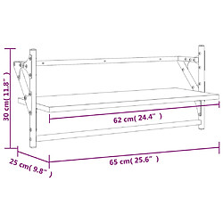 vidaXL Étagères murales avec barres 2 pcs sonoma gris 65x25x30 cm pas cher