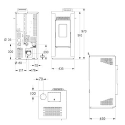 Interstoves Pack Poêle à granules GIOIA 9 Etanche + Kit Conduit Ventouse (sortie façade) - Noir pas cher