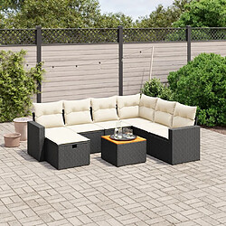 Maison Chic Ensemble Tables et chaises d'extérieur 8 pcs avec coussins,Salon de jardin noir résine tressée -GKD845283