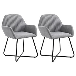 Decoshop26 Lot de 2 chaises de salle à manger cuisine design moderne tissu gris clair CDS020488 