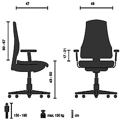 Acheter Chaise de bureau / Chaise pivotante TRAMORE siège en tissu / dossier en maille filet noire hjh OFFICE