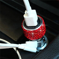 Wewoo Chargeur rapide USB double en alliage d'aluminium QC3.0 de voiture diamant rouge 