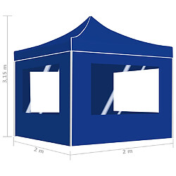 vidaXL Tente de réception pliable avec parois Aluminium 2x2 m Bleu pas cher