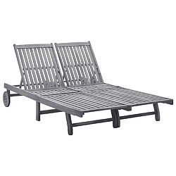 Helloshop26 Transat chaise longue bain de soleil lit de jardin terrasse meuble d'extérieur 2 places bois d'acacia massif 02_0012239 