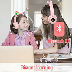 Acheter Chrono Casque Bluetooth sans Fil, Ecouteurs Bluetooth pour Oreilles de Chat pour Filles, Pliable Casque avec Lumières LED/Micro, Micro SD Carte Slot pour iPhone/PC/Tablettes/TV(Blanc)