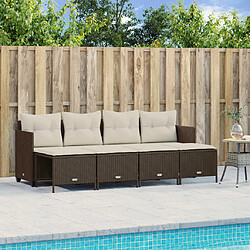 vidaXL Salon de jardin avec coussins 5 pcs marron résine tressée 