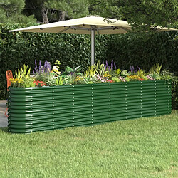 Maison Chic Jardinière,Lit surélevé de jardin - Bac à fleurs - pot de fleur Acier enduit de poudre 332x40x68 cm Vert -GKD38834