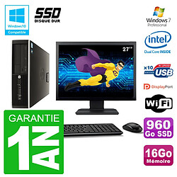 PC HP Compaq 8100 SFF Ecran 27" G6950 RAM 16Go SSD 960Go Graveur DVD Wifi W7 · Occasion 