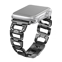 Wewoo Bracelet de montre en acier inoxydable coloré avec diamants pour Apple Watch séries 5 et 4 44 mm / 3 et 2 et 1 42 mm Noir 