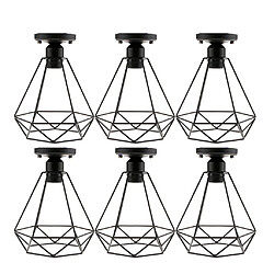 cage de lampe cage de plafonnier ampoule cage 6pcs Cage de Plafonnier Pendentif en Fer Forme en Diamant Décor