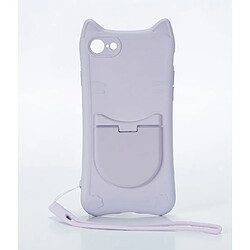 WE Coque de protection CHAT APPLE IPHONE 7 / 8 / SE 2020 Violet: Design chat miroir intégré avec dragonne - support repose téléphone anti-chocs semi-rig 