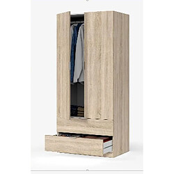 Armoire avec 2 portes en chêne canadien - 180 x 81 x 52 cm -PEGANE- 