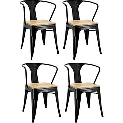 Aubry Gaspard Chaise industrielle en métal et bois d'orme (Lot de 4) Métal laqué noir.