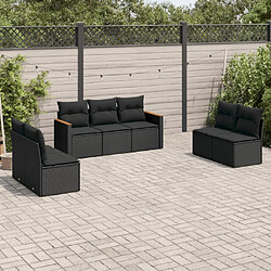 Maison Chic Ensemble Tables et chaises d'extérieur 7pcs avec coussins,Salon de jardin noir résine tressée -GKD970538