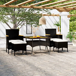 Maison Chic Ensemble de salle à manger de jardin 5 pcs,Table et chaises d'extérieur pour relax Résine tressée et acacia Noir -GKD889682