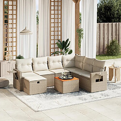 vidaXL Salon de jardin avec coussins 8 pcs beige résine tressée 