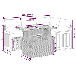 Acheter vidaXL Salon de jardin avec coussins 5 pcs beige résine tressée