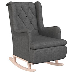 vidaXL Fauteuil avec pieds à bascule en bois d'hévéa Gris foncé Tissu