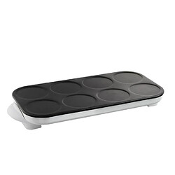 Livoo Crêpière INOX pour 8 Mini crêpes + Pancakes anti-adhésif 8 crêpes 1500W Blanche Maxi crêpes party