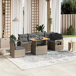 vidaXL Salon de jardin avec coussins 7 pcs gris résine tressée