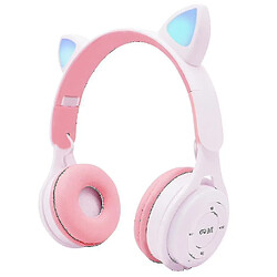 Universal Casque oreille chat casque bluetooth, LED carte sans fil légère casque enfant blanc