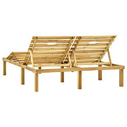 Helloshop26 Transat chaise longue bain de soleil lit de jardin terrasse meuble d'extérieur double bois de pin imprégné de vert 02_0012745 pas cher