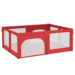 vidaXL Parc pour bébé avec 2 portes Rouge Tissu Oxford