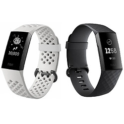 Avis Shot Bracelet Sport pour FITBIT Charge 3 Taille L 105-133mm Grand Poignet Silicone (BLANC)