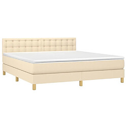 Avis Maison Chic Lit adulte- Lit + matelas,Sommier à lattes de lit avec matelas Crème 160x200 cm Tissu -GKD78973