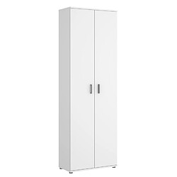 Pegane Armoire de rangement 2 portes coloris blanc - Longueur 61 x Profondeur 35 x Hauteur 190 cm